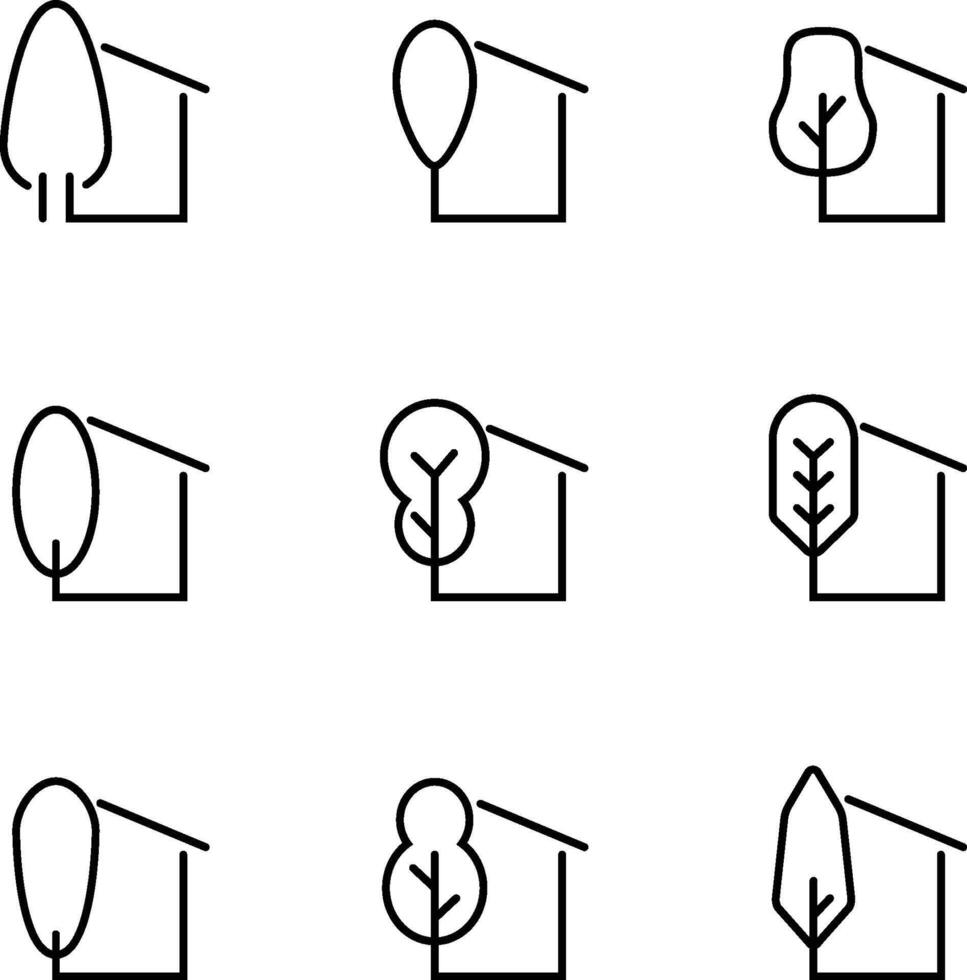 Landscaping and architecture icon set vector