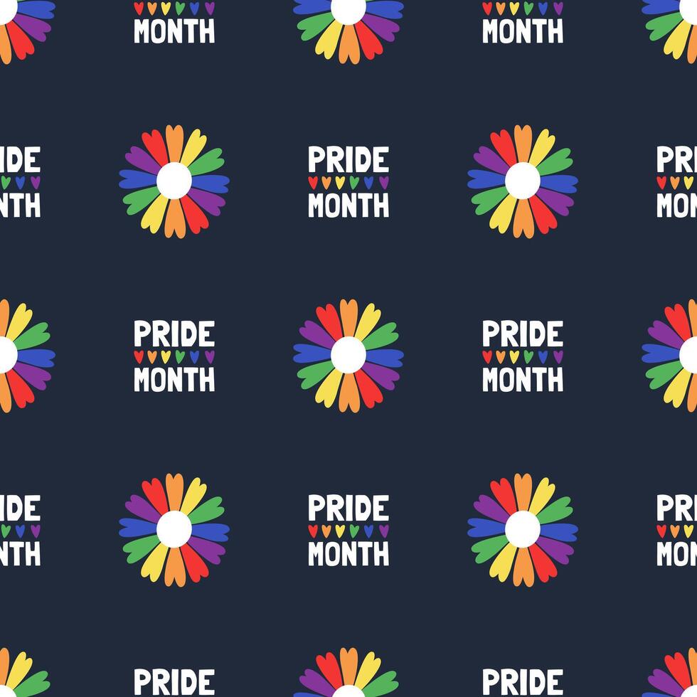 Lgbt seamless pattern. Vector illustration for pride month. Rainbow flag.