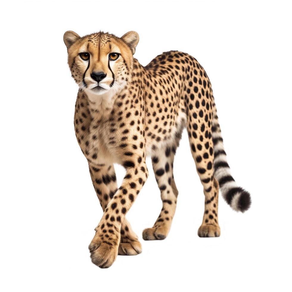 AI generated cheetah isolated on white background.Generative Ai photo