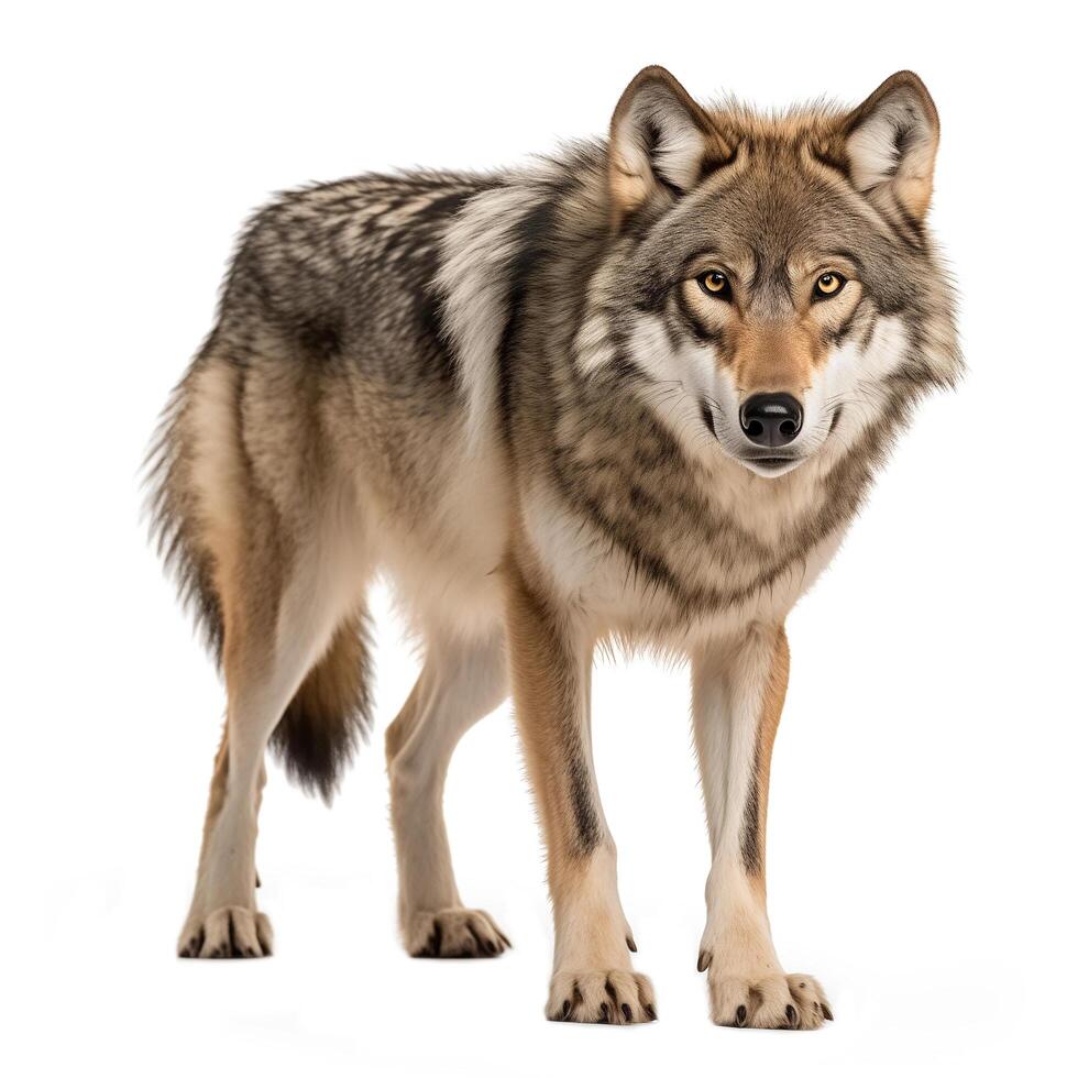 AI generated canadian wolf isolated on white background.Generative Ai photo