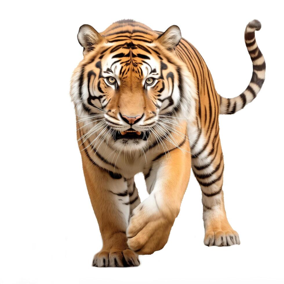 AI generated tiger panthera tigris isolated on white background.Generative Ai photo