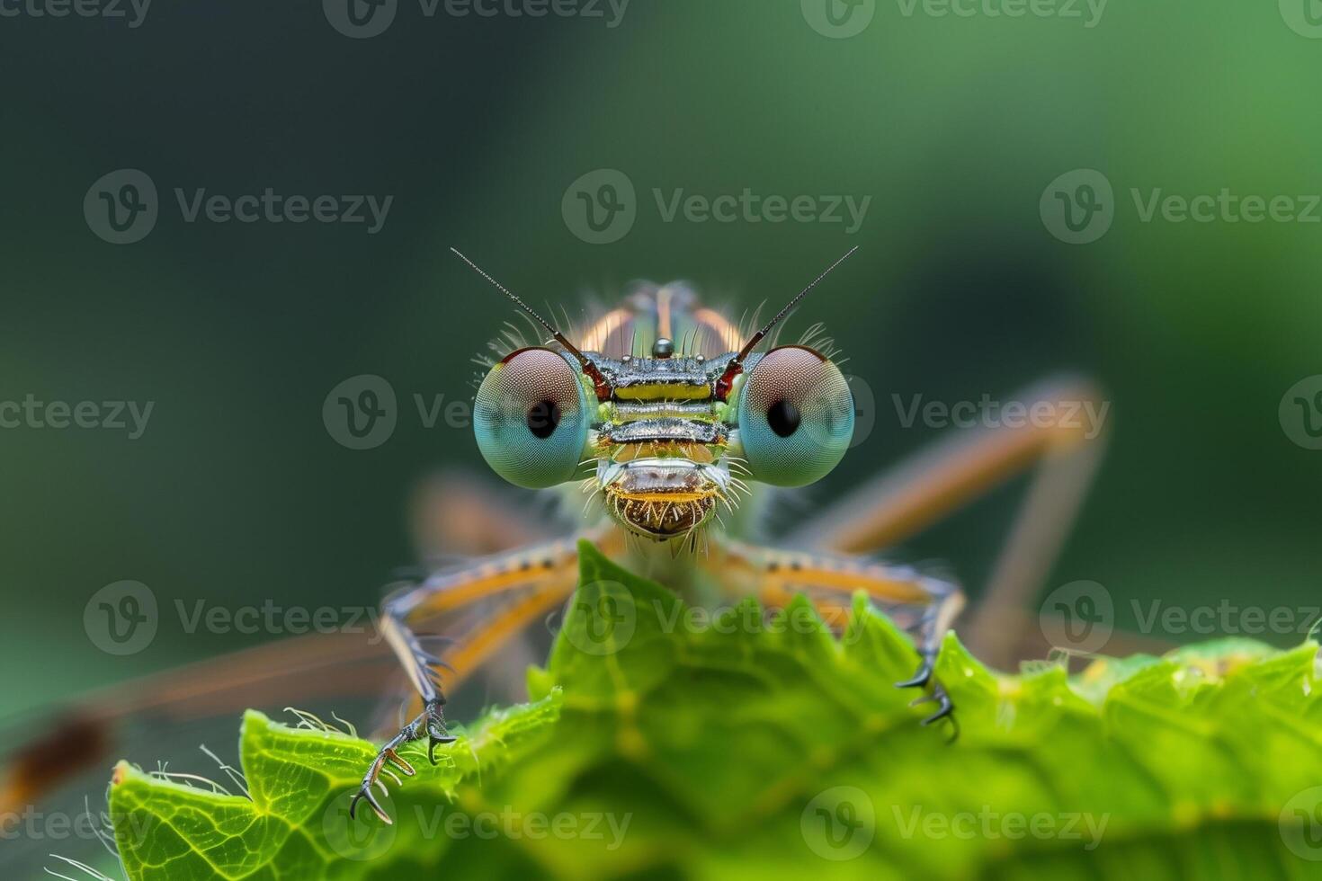 AI generated A dragonfly close up in vibrant tropical colors.Generative Ai photo