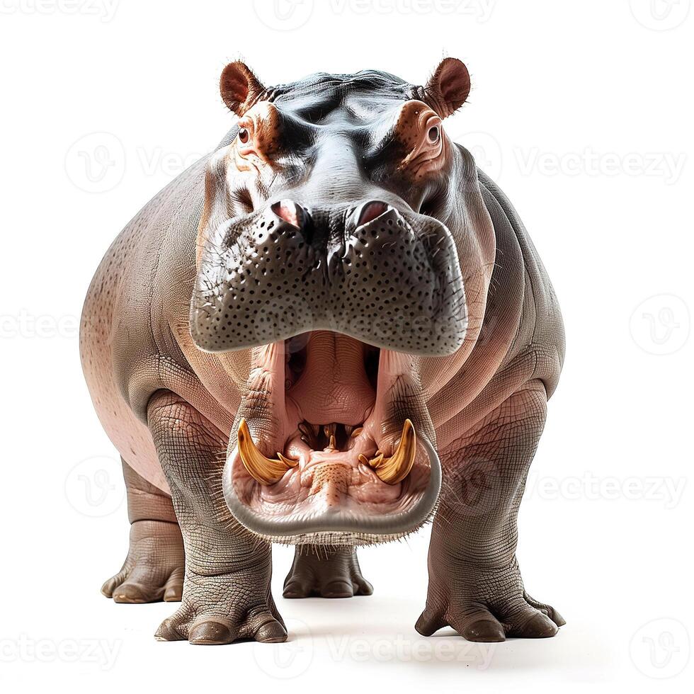 AI generated hippopotamus isolated on white background.Generative Ai photo