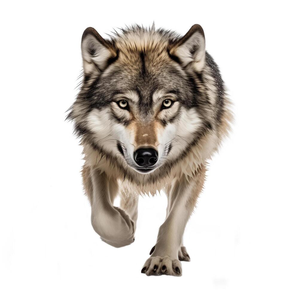 AI generated canadian wolf isolated on white background.Generative Ai photo