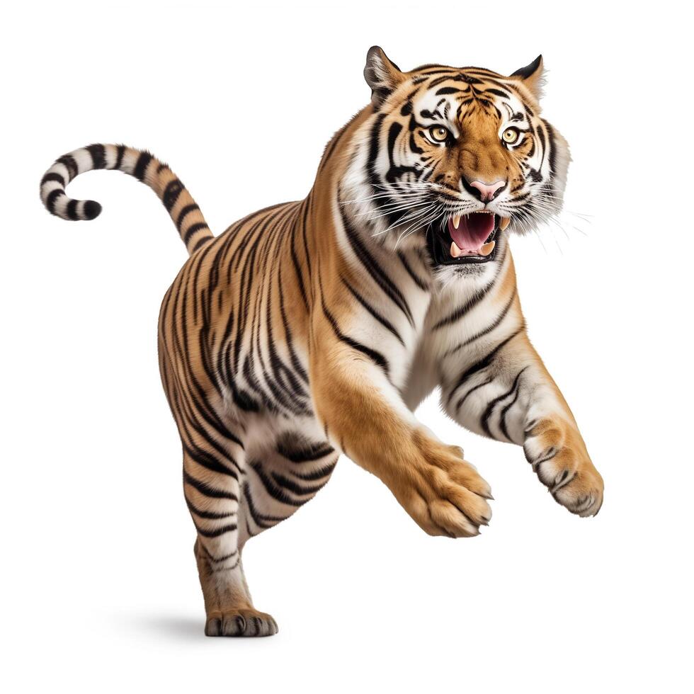 AI generated tiger panthera tigris isolated on white background.Generative Ai photo
