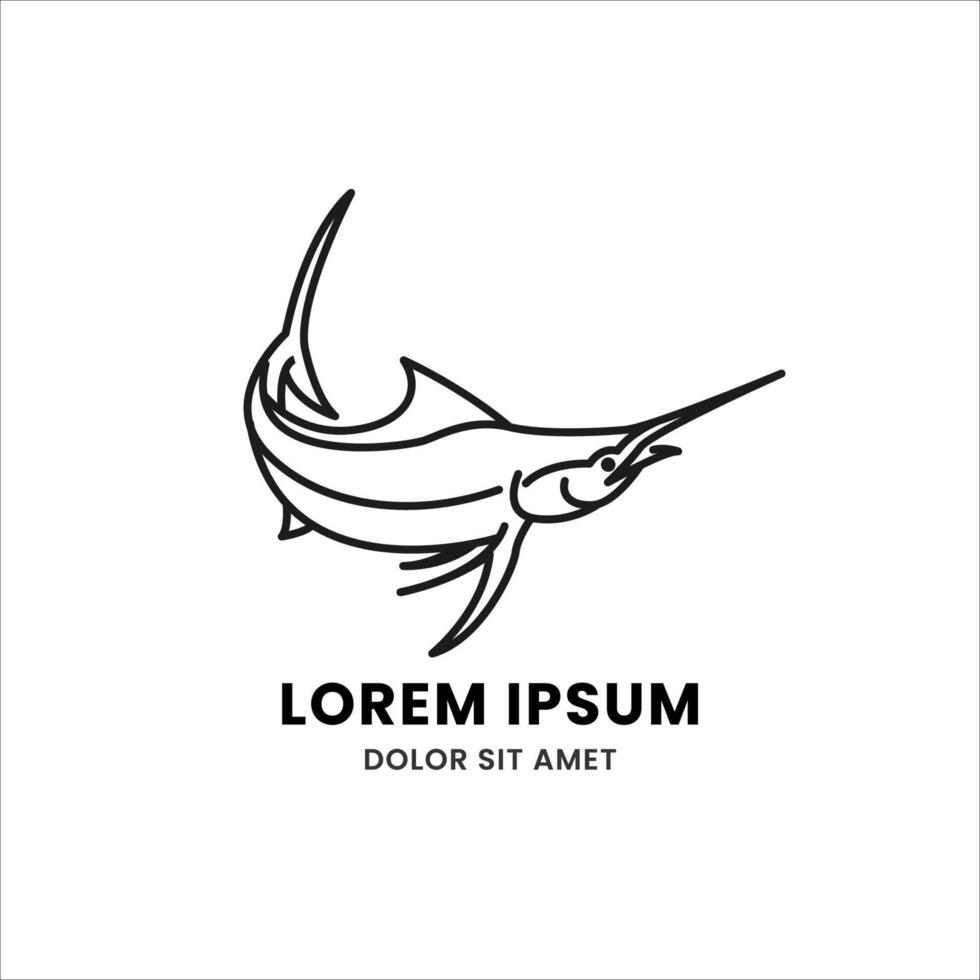 Simple, Elegant, Modern, and Beautiful Monoline Style Animal Logo Template for Your Creative Project. Sword Fish Logo vector