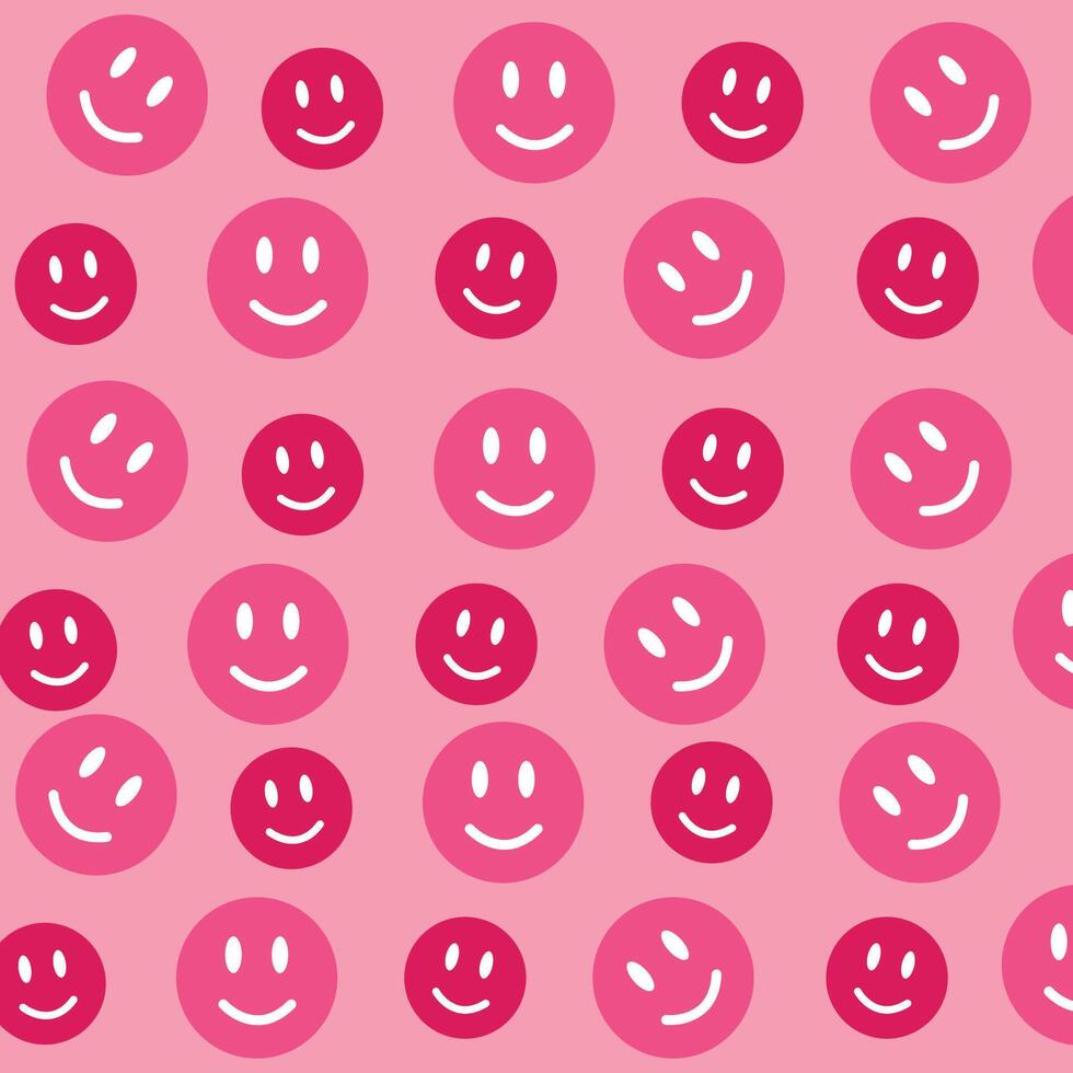 Pink happy emoji pattern design vector