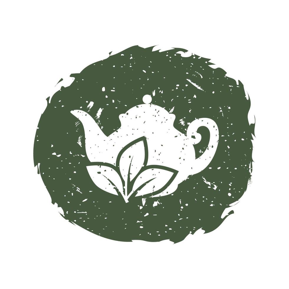 Teapot green tea leaf logo icon design template flat vector. Vector Tea logo isolated on a white background