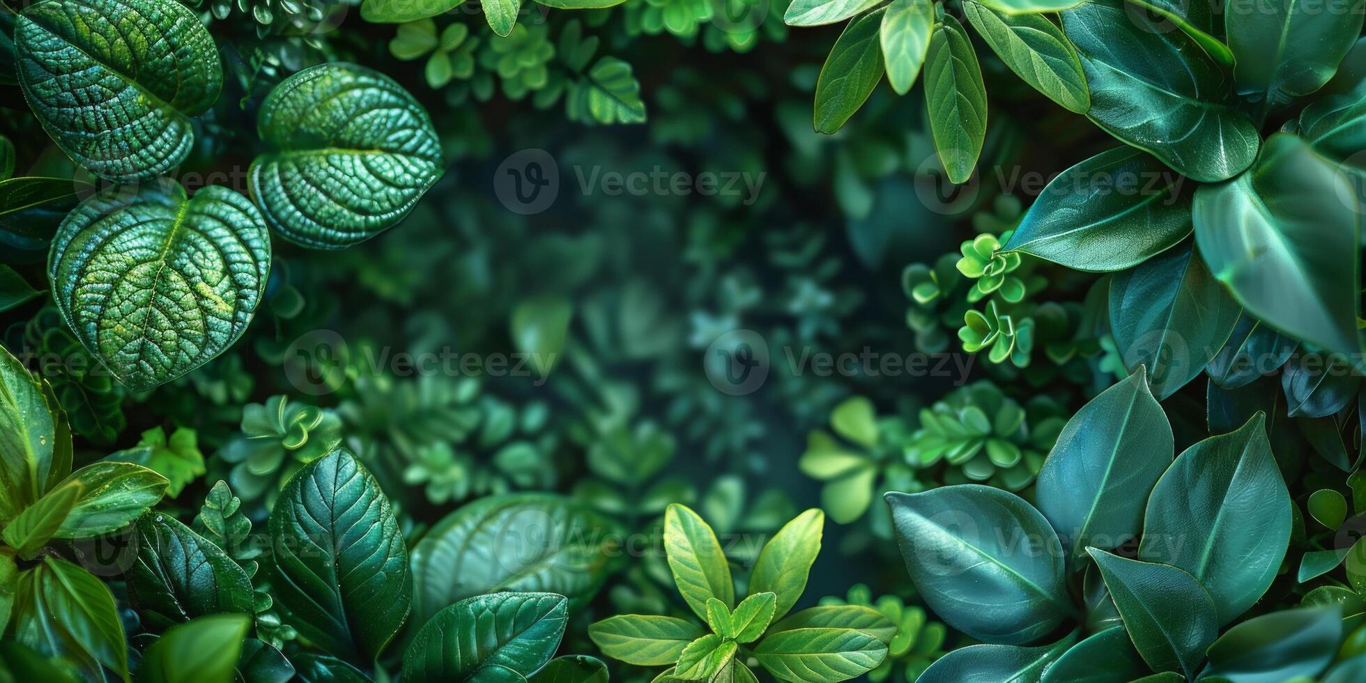 AI generated Green leaves background with copy space for text. Nature background concept. photo