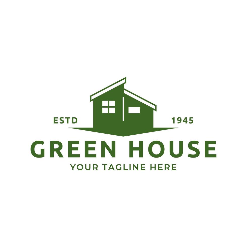 Green House Logo Template Design Vector Illustration isolated on white background.
