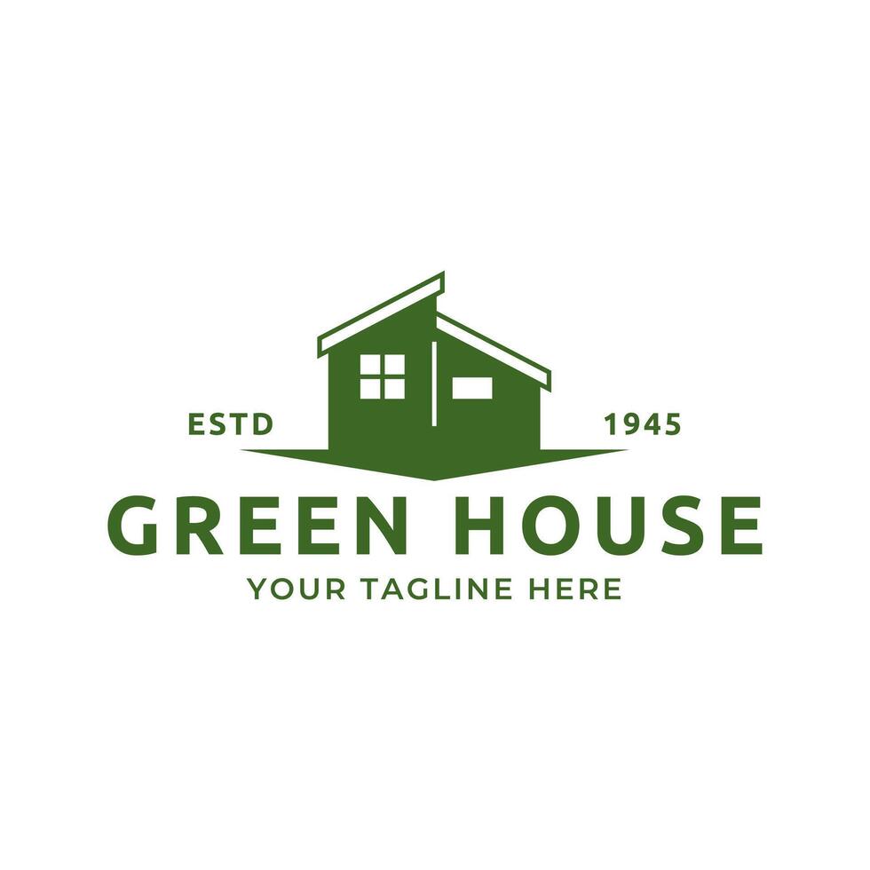 Green House Logo Template Design Vector Illustration isolated on white background.