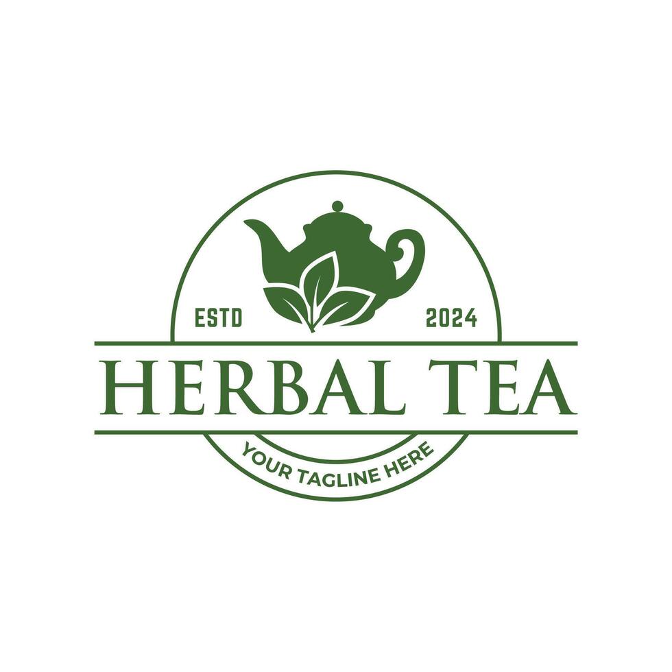 Teapot green tea leaf logo icon design template flat vector. Vector Tea logo isolated on a white background