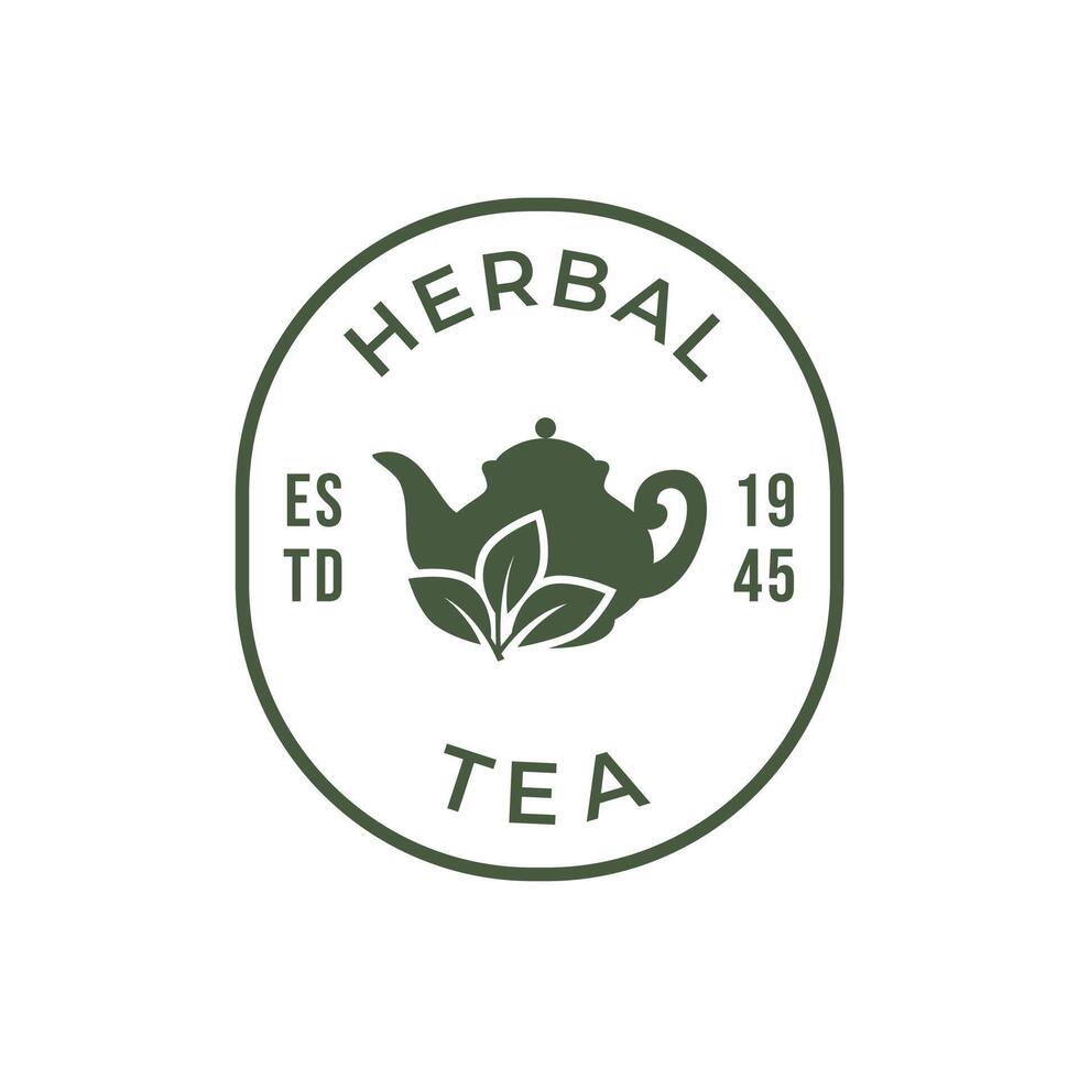 Teapot green tea leaf logo icon design template flat vector. Vector Tea logo isolated on a white background
