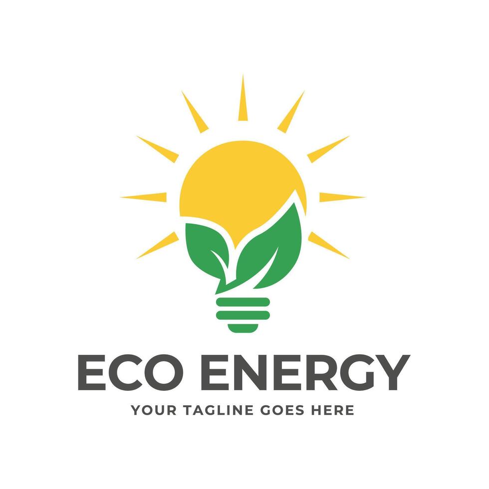 Eco light bulb nature logo vector flat design. Energy saving lamp symbol.