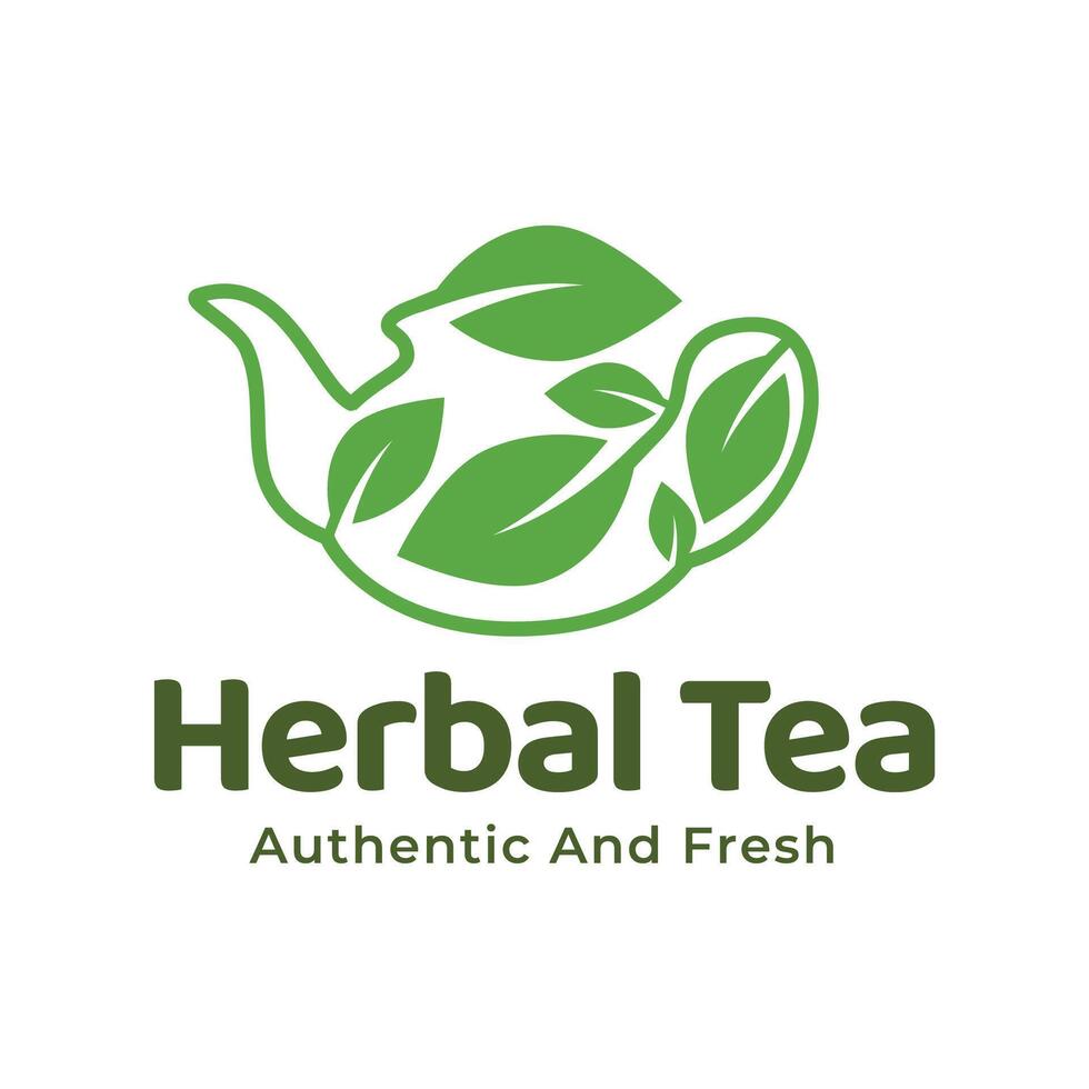 Teapot green tea leaf logo icon design template flat vector. Vector Tea logo isolated on a white background