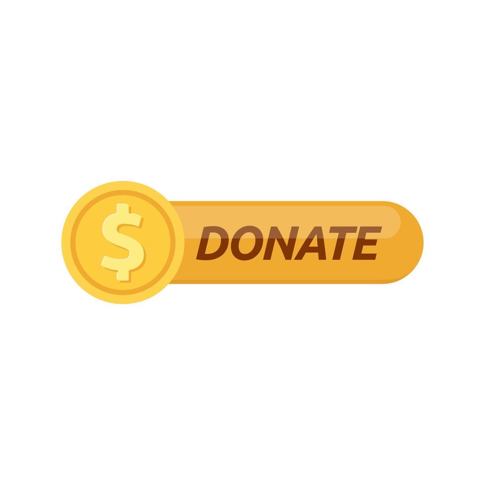 Donate web button. Symbol of financial aid isolated on white background. Vector illustration.