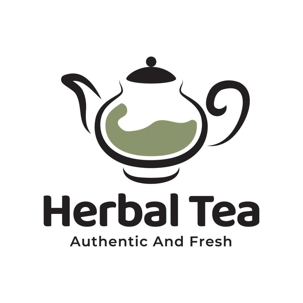 Teapot green tea leaf logo icon design template flat vector. Vector Tea logo isolated on a white background