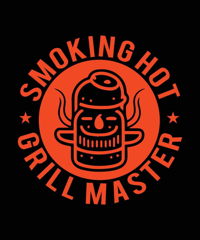 ai generado de fumar caliente parrilla Maestro barbacoa camiseta diseño vector