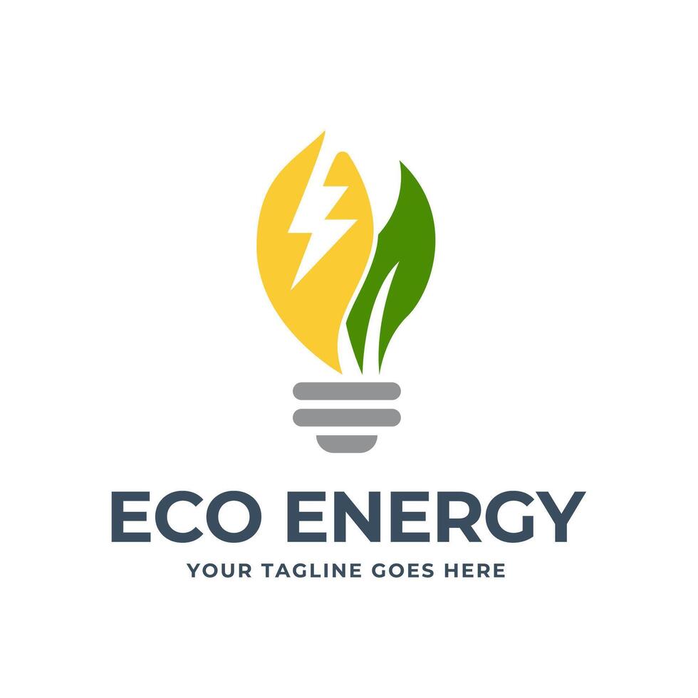 eco ligero bulbo naturaleza logo vector plano diseño. energía ahorro lámpara símbolo.