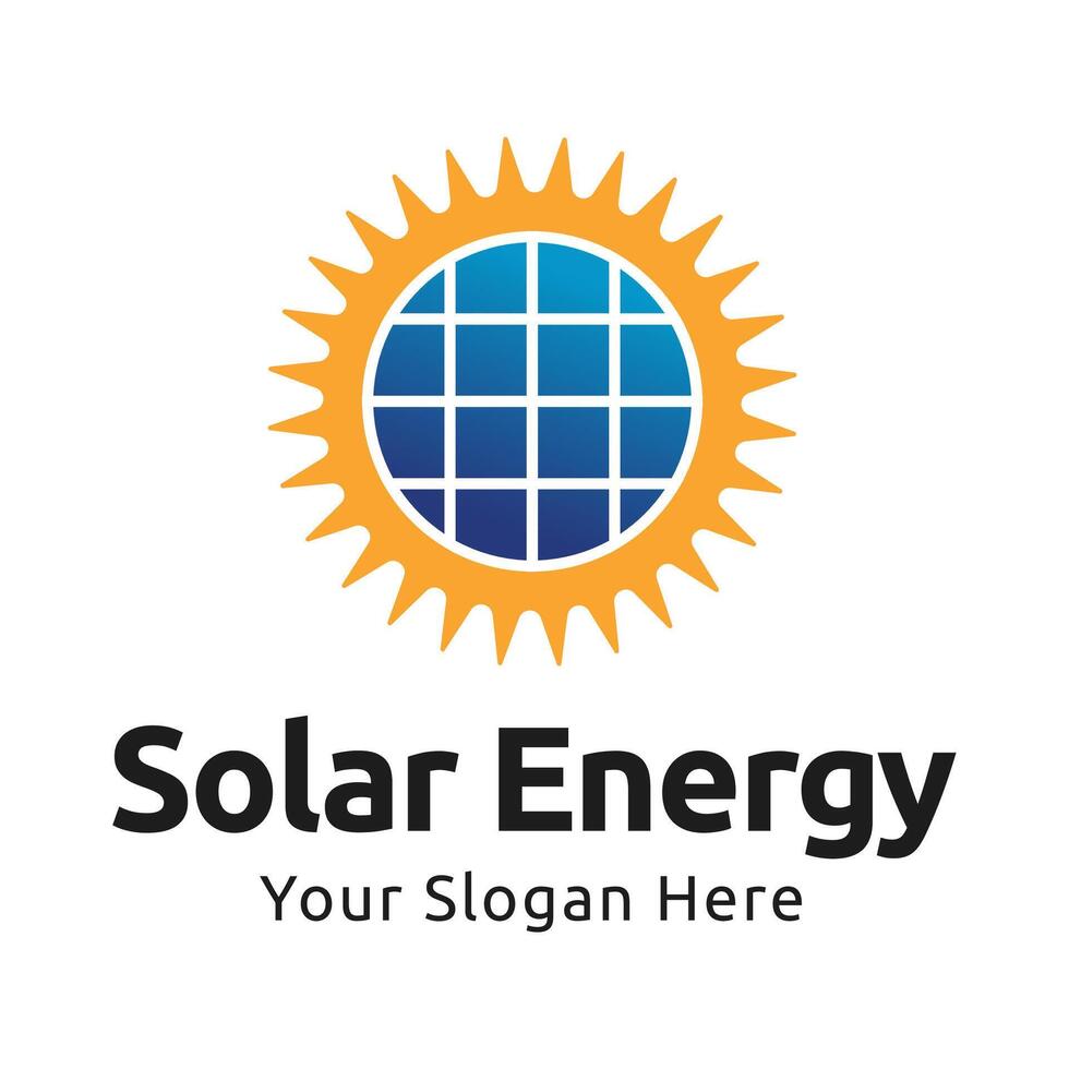 Solar energy logo design with modern concept. Simple and modern sun vector illustration