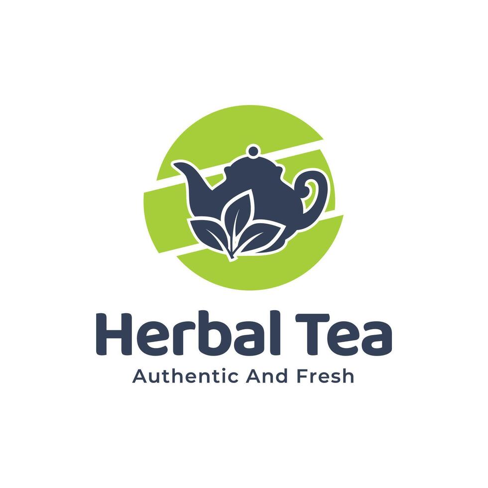 Teapot green tea leaf logo icon design template flat vector. Vector Tea logo isolated on a white background