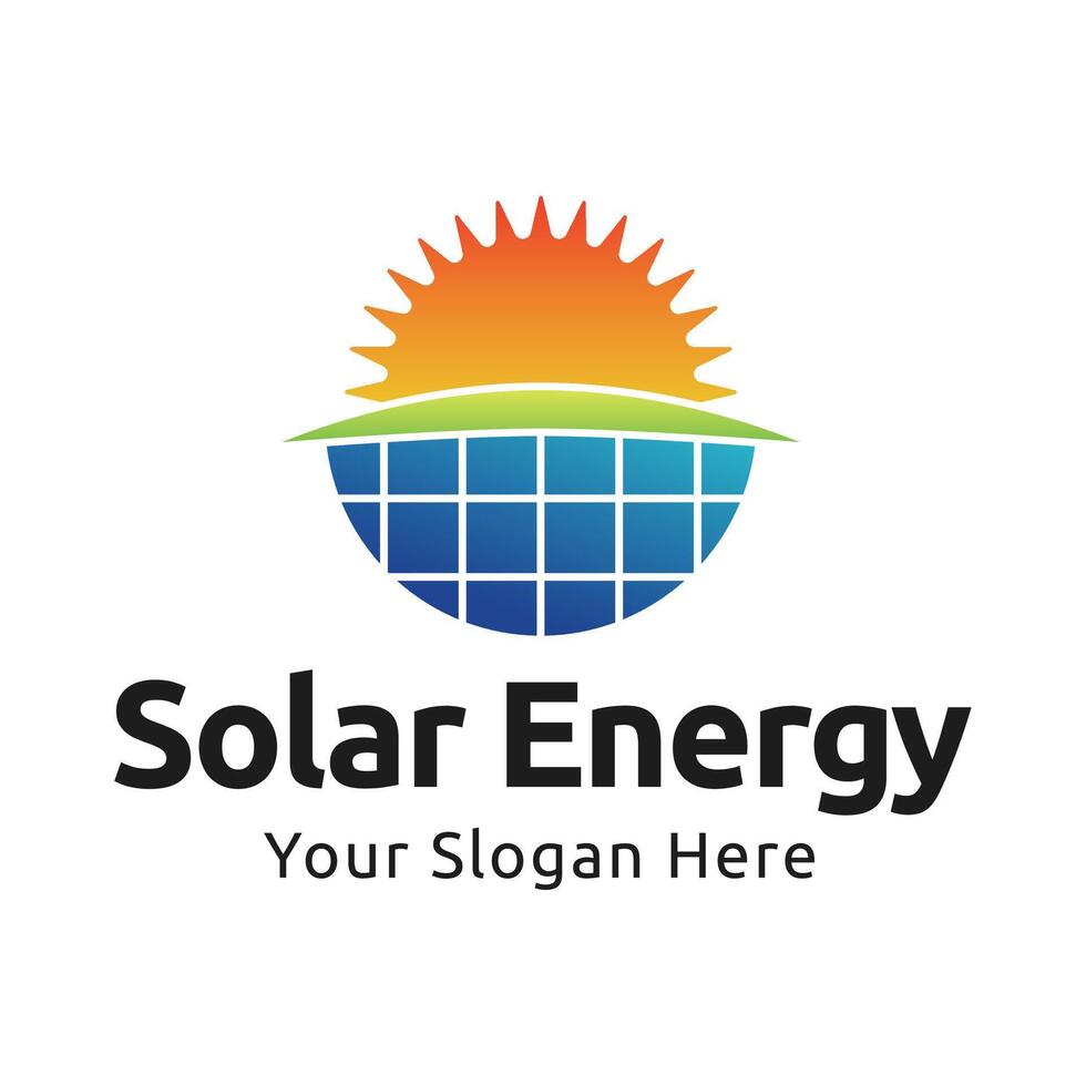 Solar energy logo design with modern concept. Simple and modern sun vector illustration