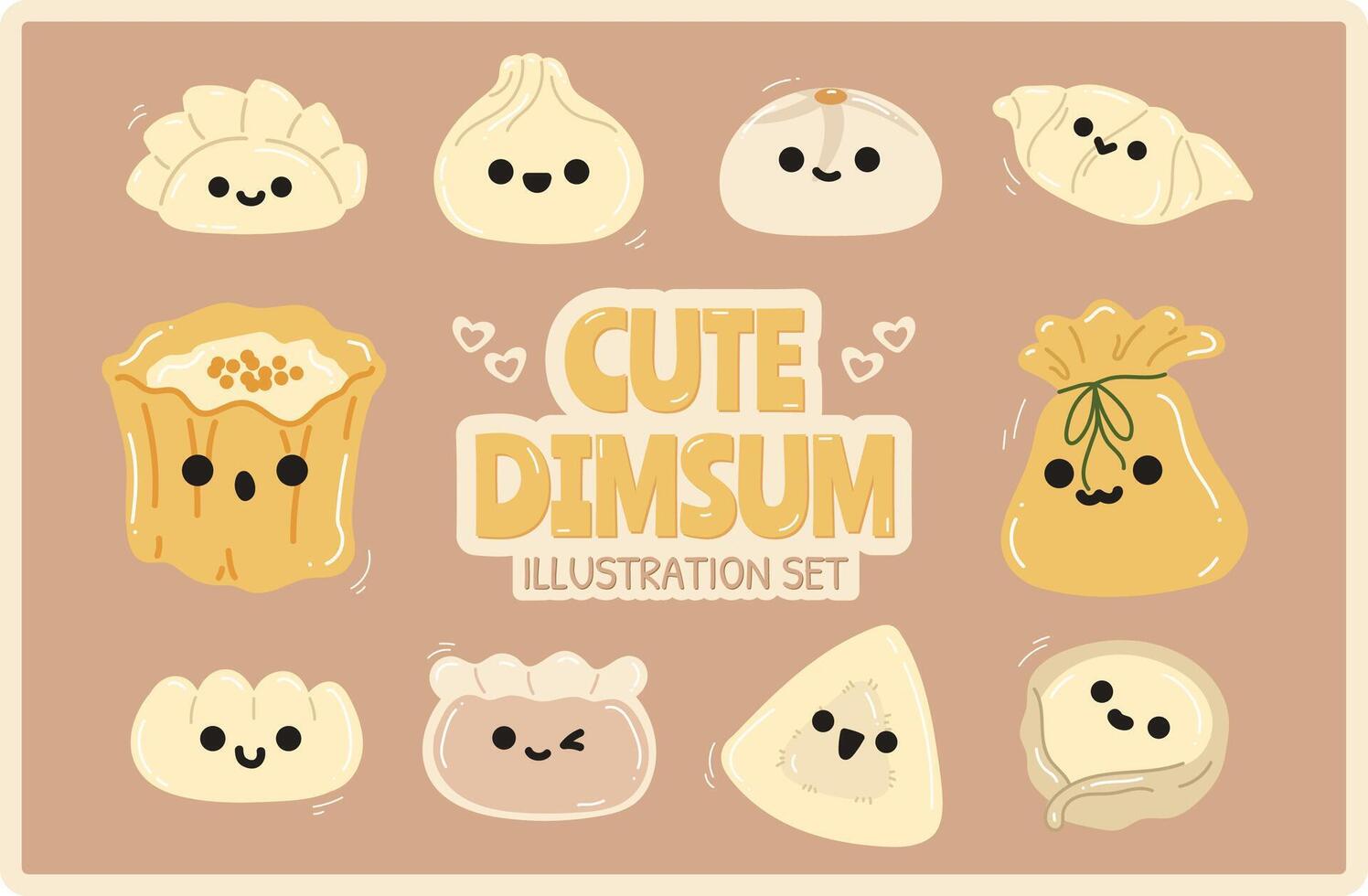 linda dimsum ilustración vector conjunto