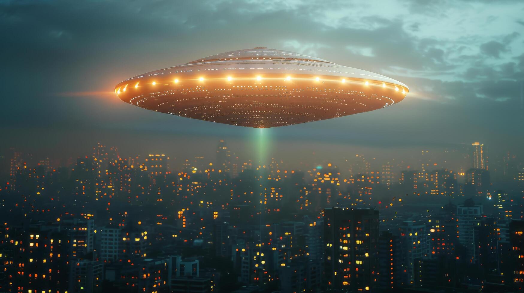 AI generated Large Flying Object in Urban Setting photo