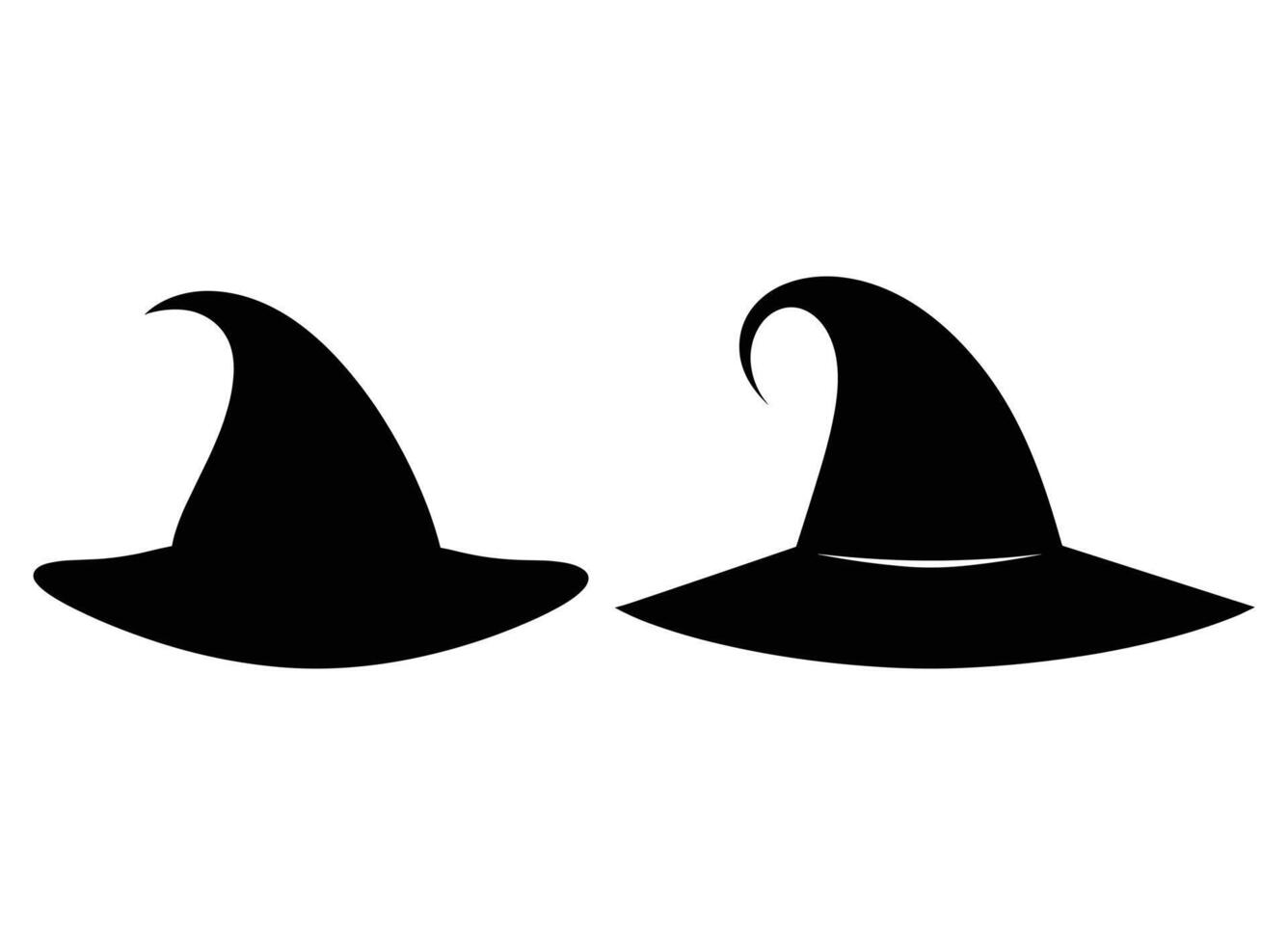 negro Víspera de Todos los Santos bruja sombrero icono silueta vector. vector