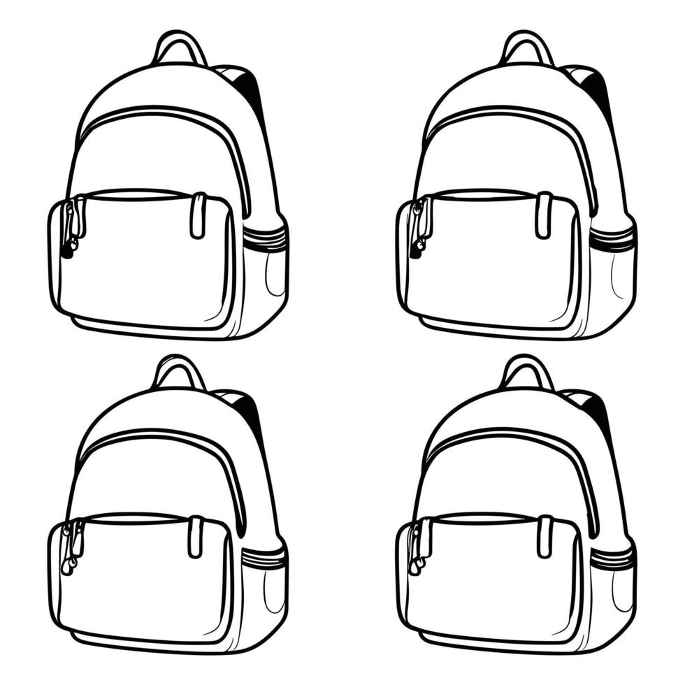 Backpacks coloring page vector