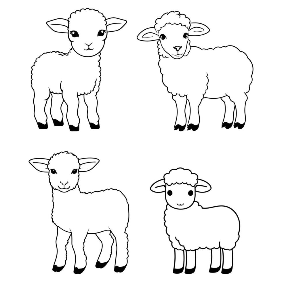 Easter lamb coloring page. vector