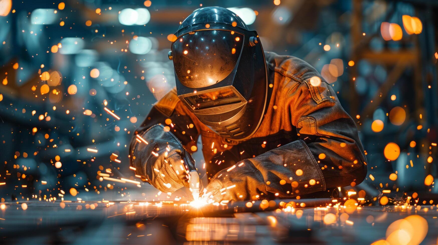 AI generated Welder Working on Metal Piece photo