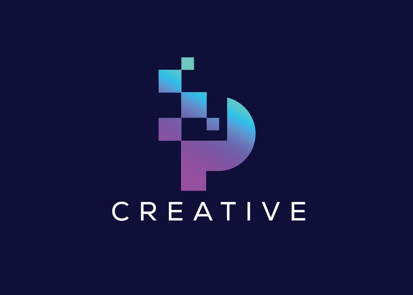 Creative and minimal letter P pixel logo vector template