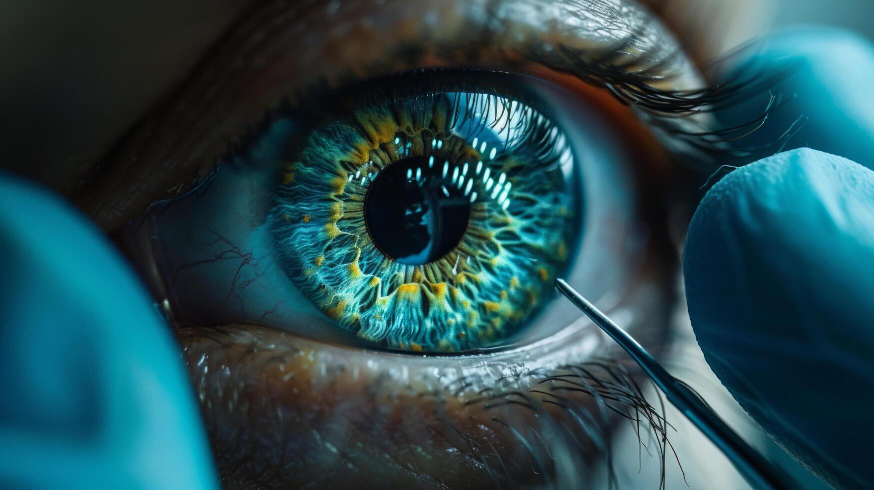 AI generated Man Looking at Computer Screen With Eyeball photo