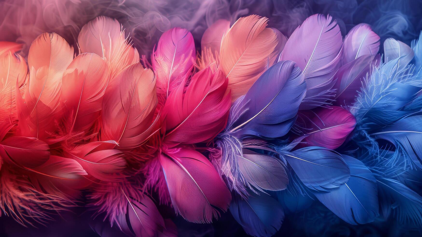 AI generated Vibrant Assortment of Colorful Feathers photo