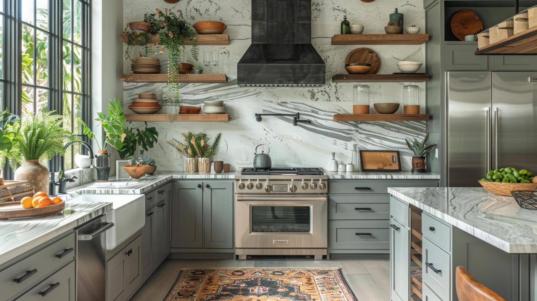 AI generated Spacious White Kitchen Countertops photo