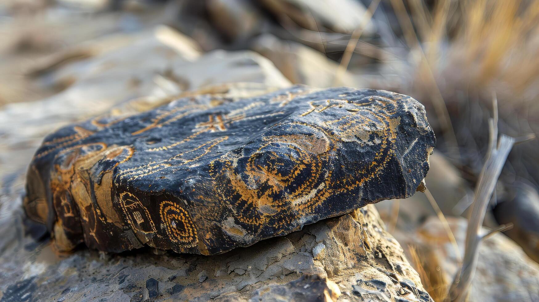 AI generated Intricate Artwork Found on Rock photo