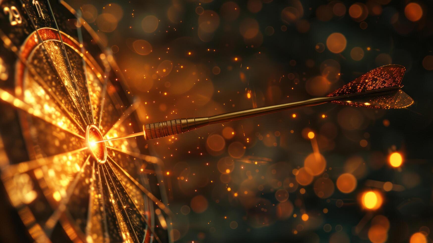 AI generated A dart hitting a target with an arrow against a blurred bokeh background photo