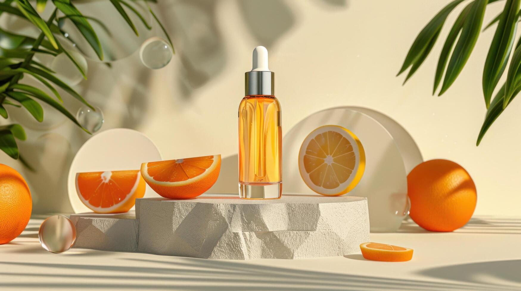 ai generado verano cosmético producto. revitalizar tu piel esta verano con vitamina C foto