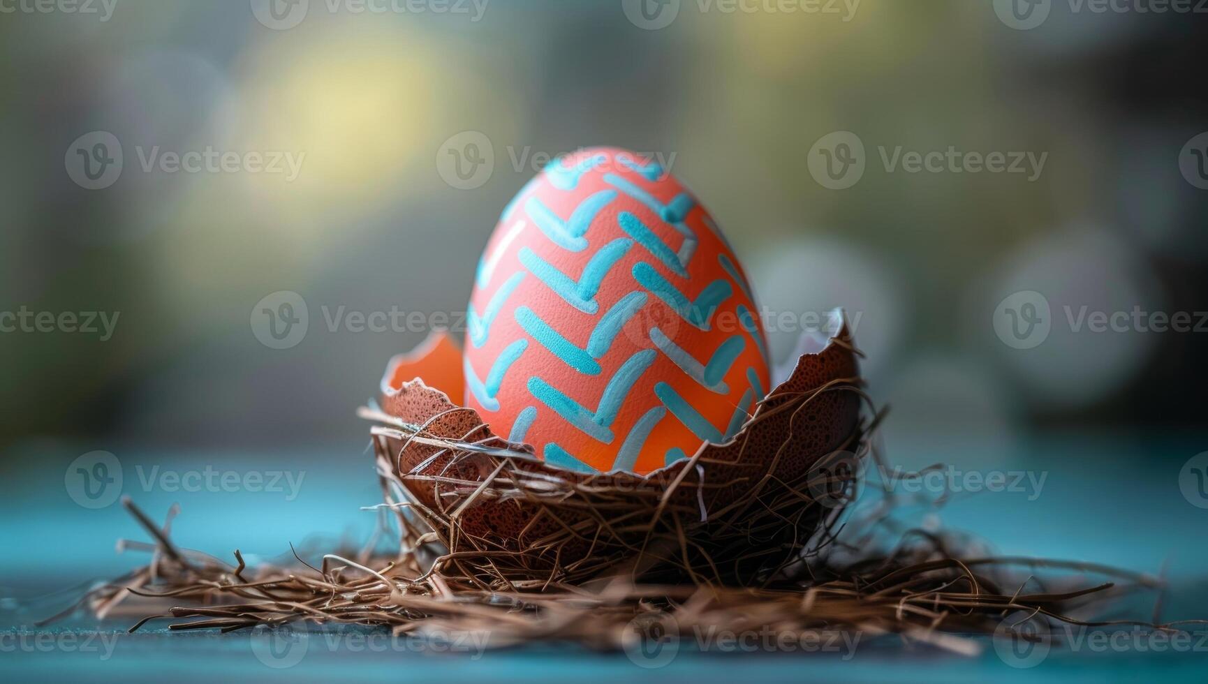 AI generated A painted Easter egg in a nest. photo