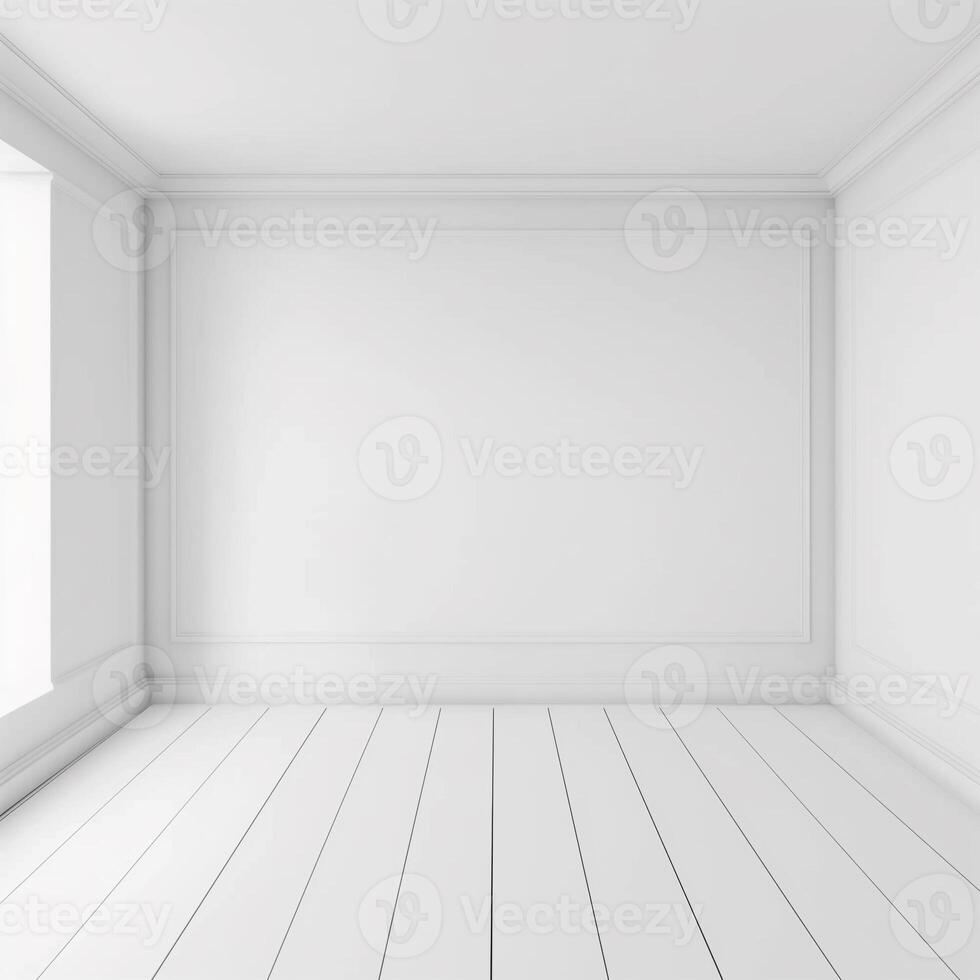 AI generated Blank white interior room photo