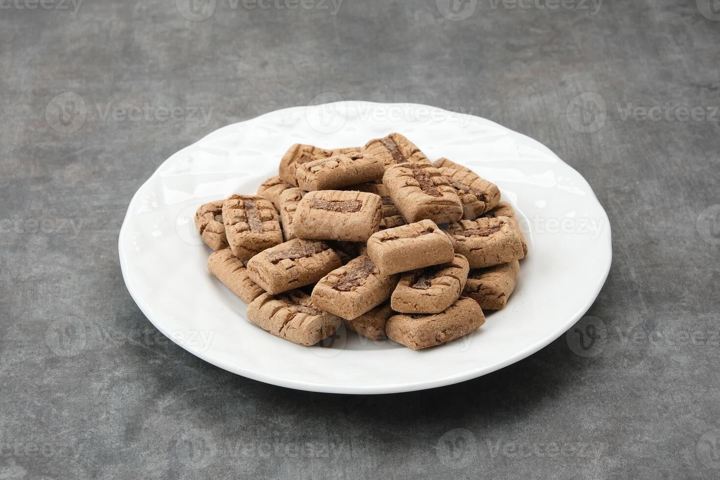 kue sagu o sagú muerde, sano galletas hecho desde sagú harina, tapioca harina, bajo grasa manteca, y chocolate foto