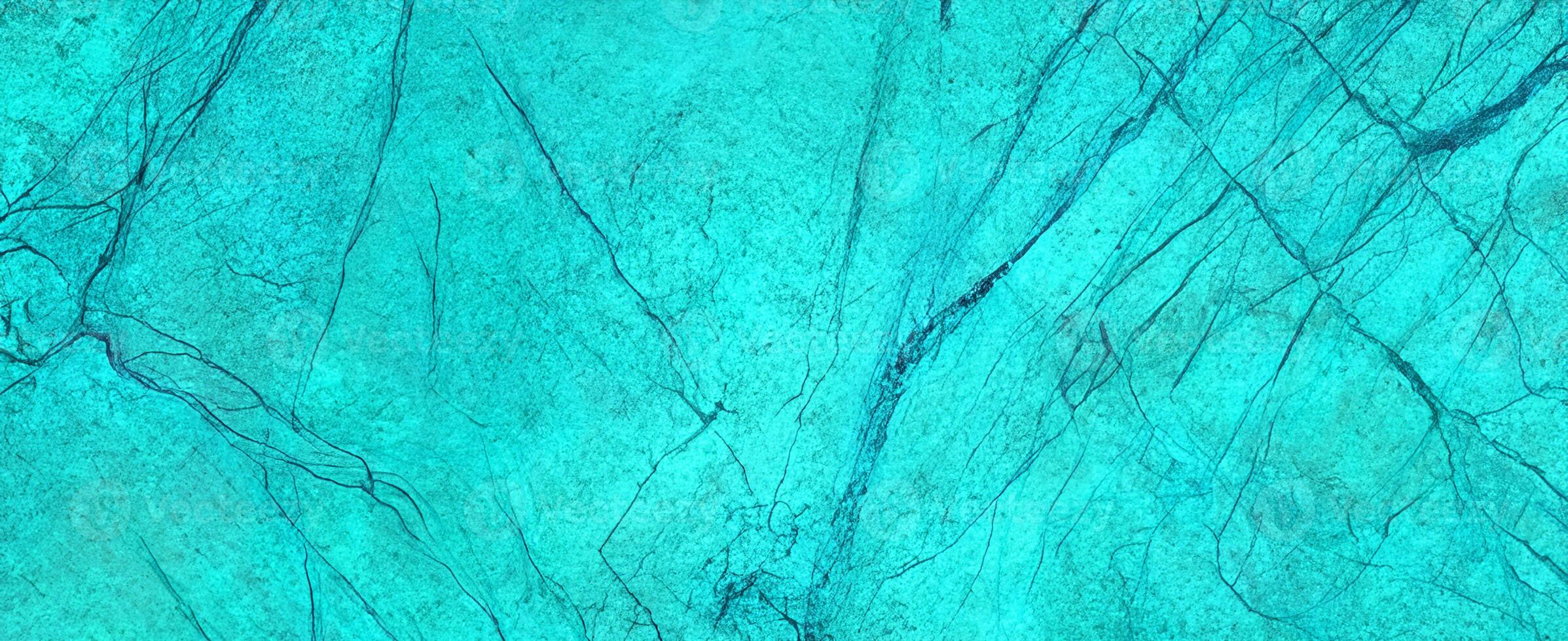 Serene Aquamarine Abstract Marble Granite, Panoramic Background Banner. photo