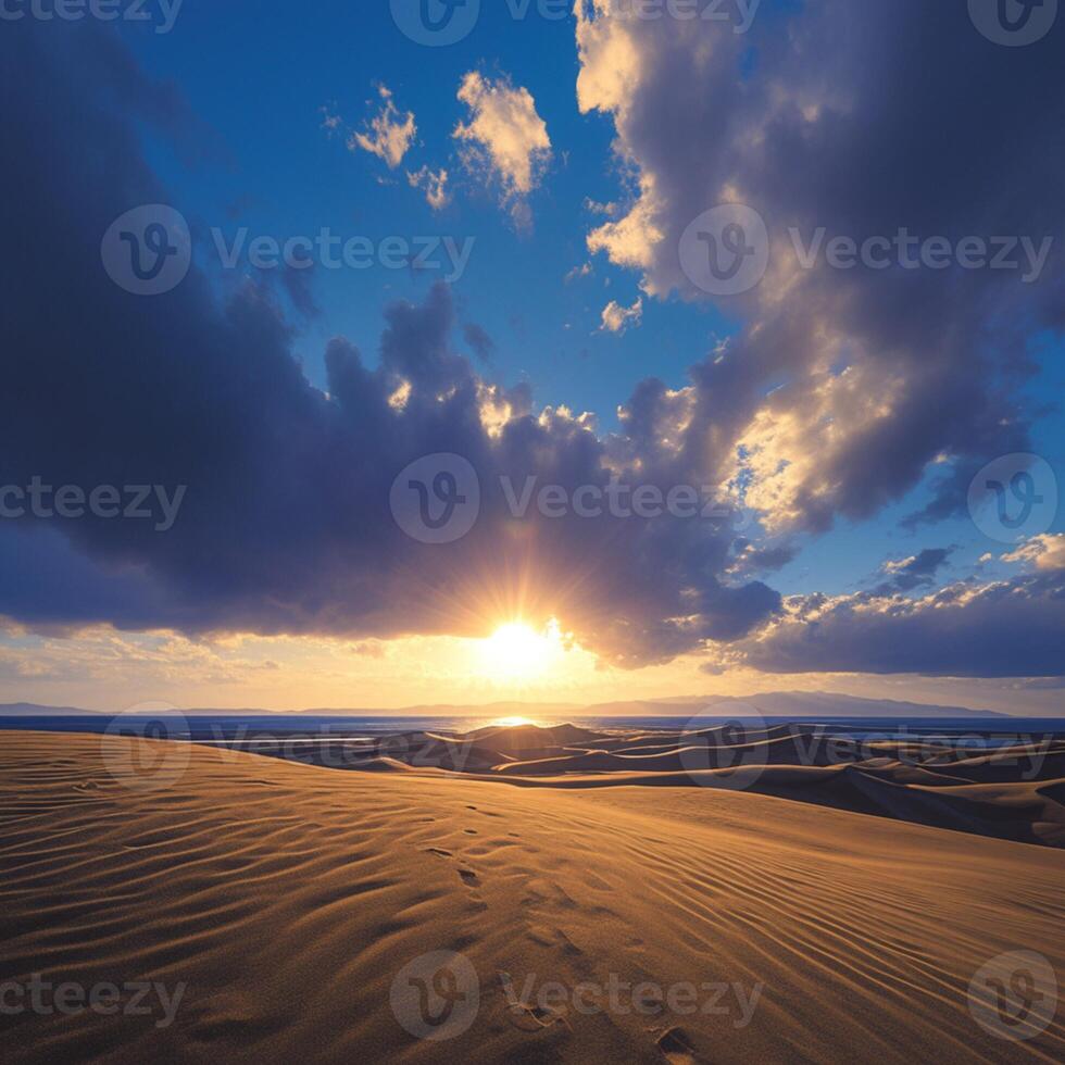 ai generado puesta de sol belleza paisaje de tottori arena dunas en Japón para social medios de comunicación enviar Talla foto