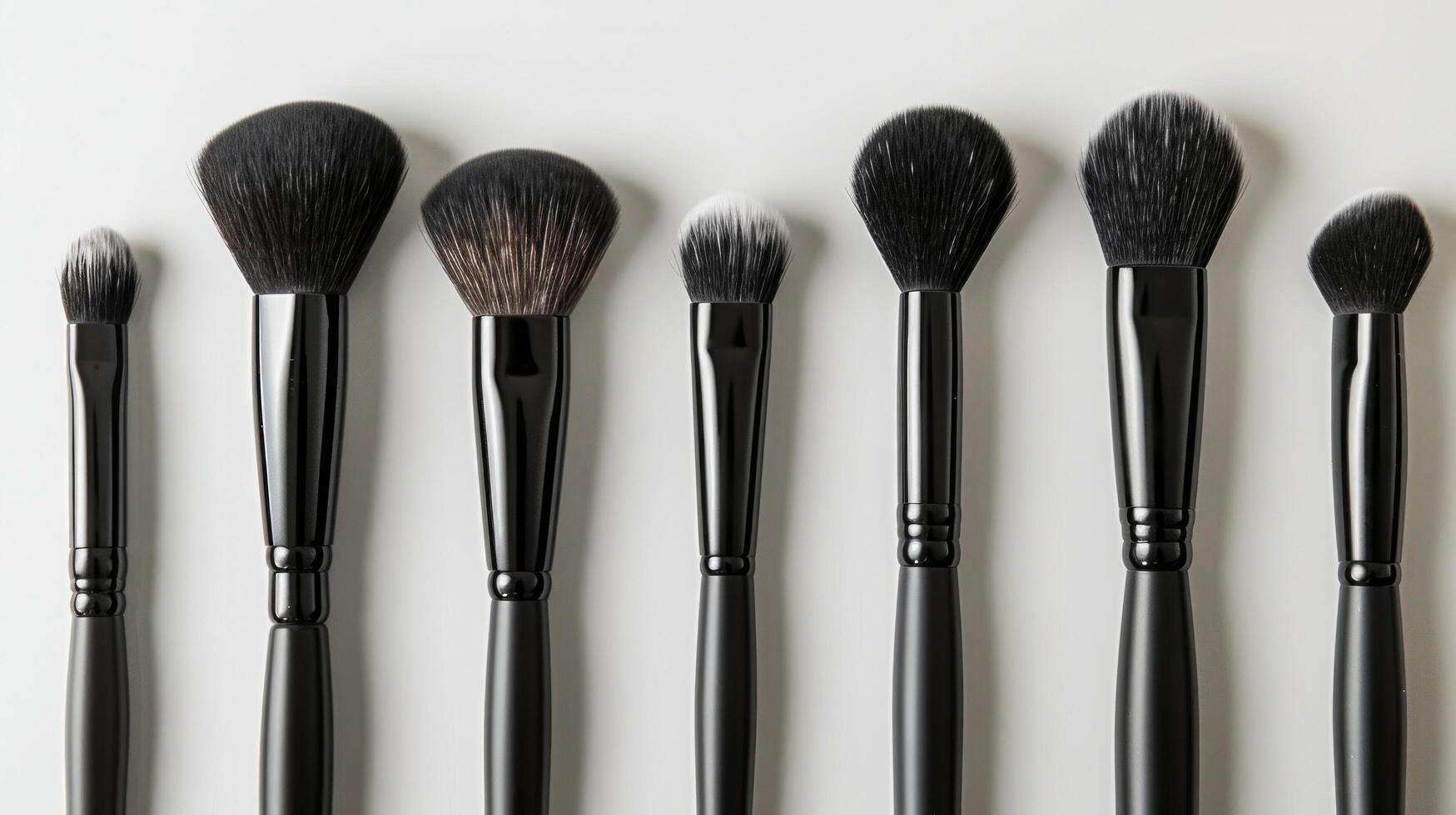 AI generated featuring a set of makeup brushes arranged neatly on a white background photo