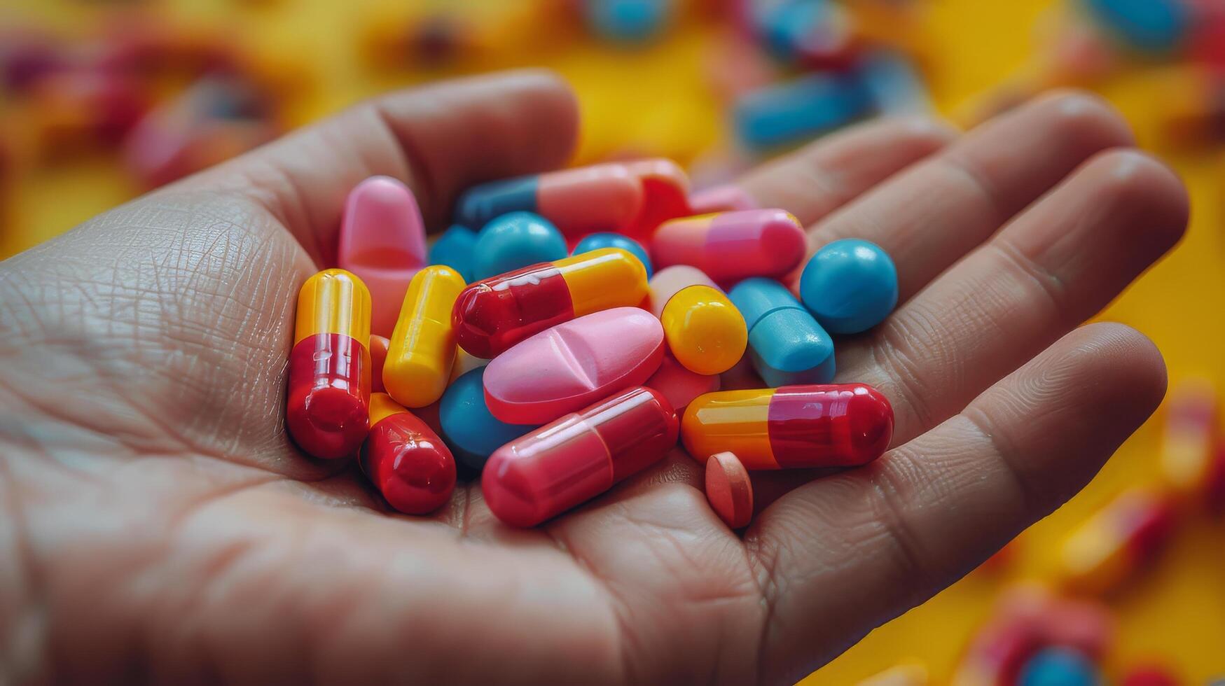 AI generated Person Holding Bunch of Pills photo