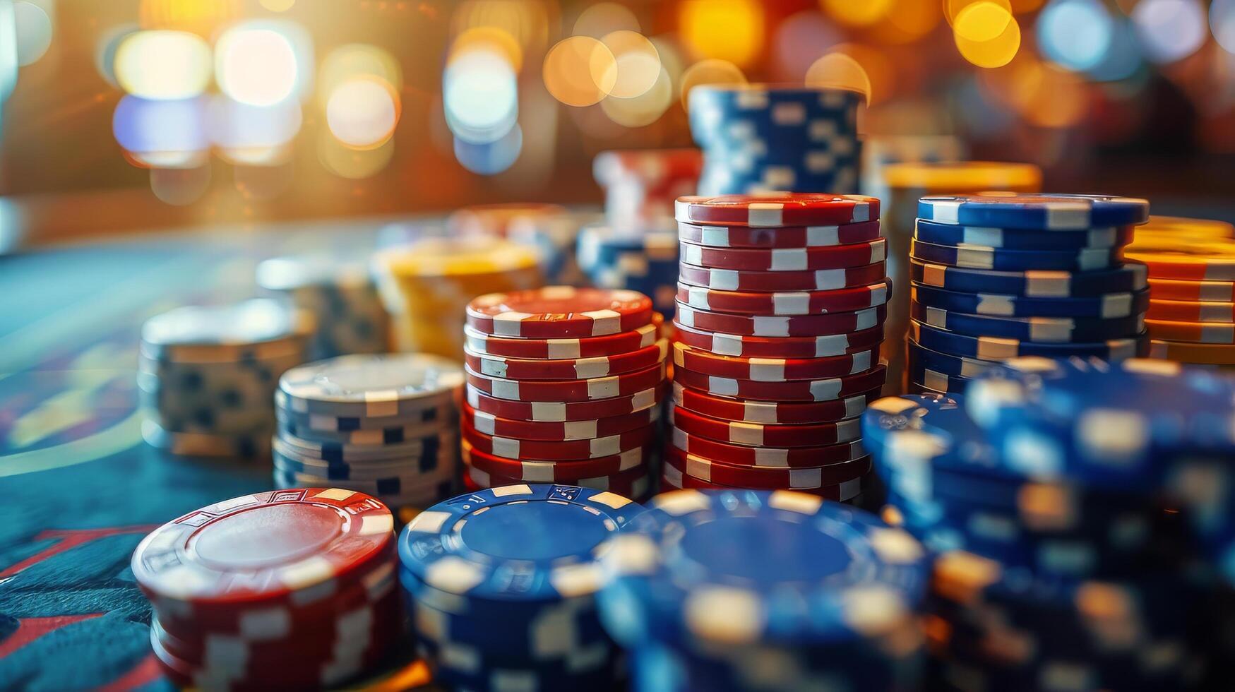 ai generado hombre jugando póker en casino foto