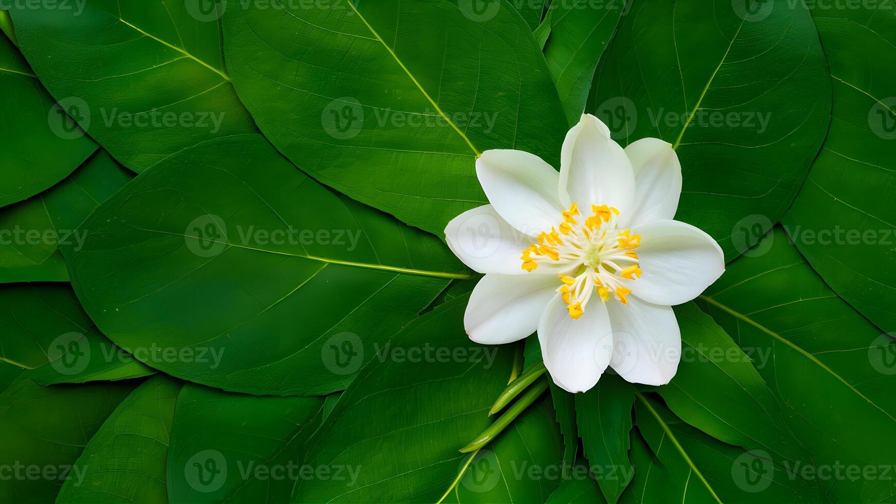 AI generated Isolated jasmine tea flower and leaves on white background photo