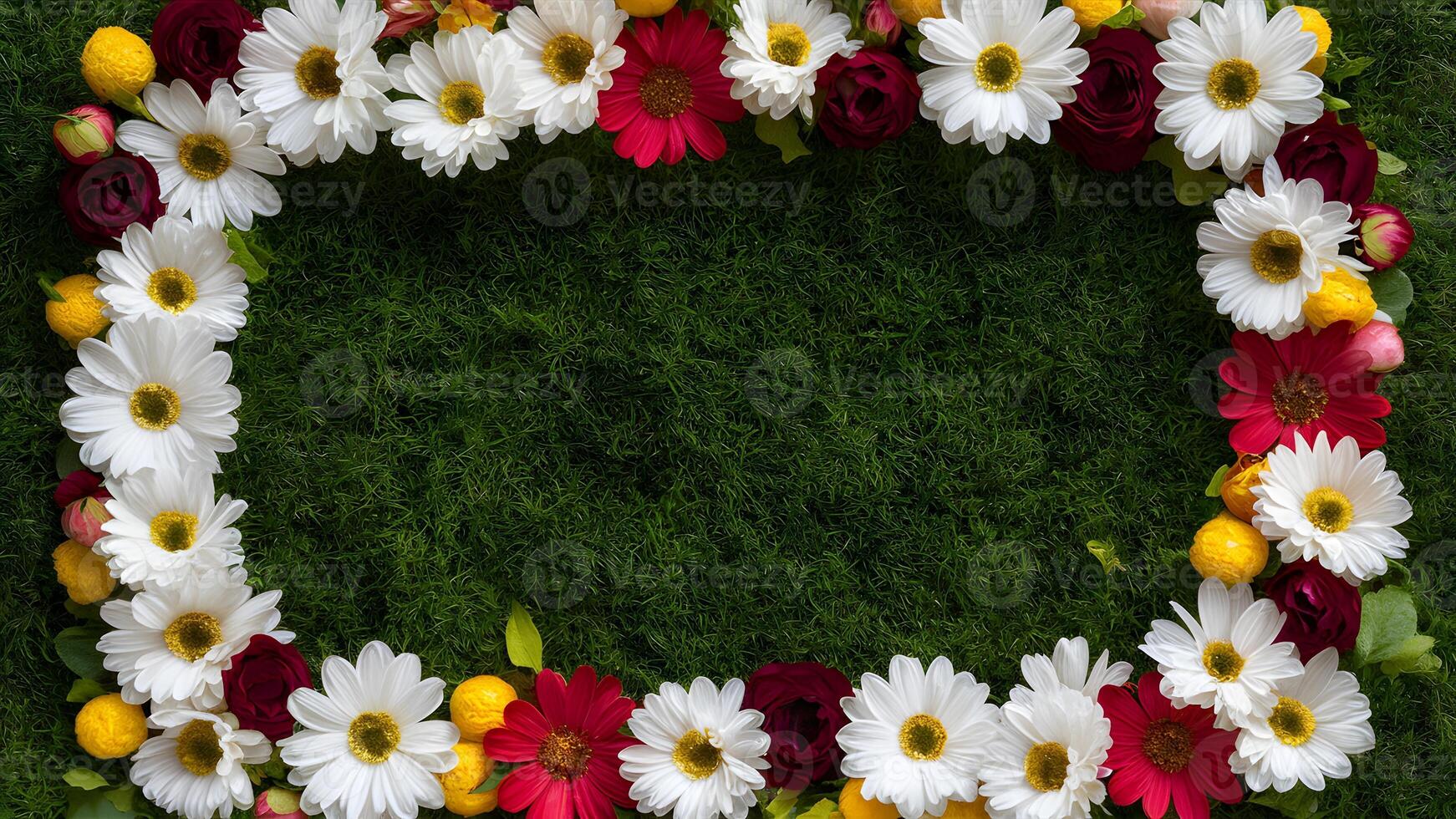 ai generado flor marco crea un vibrante fondo para primavera o verano foto