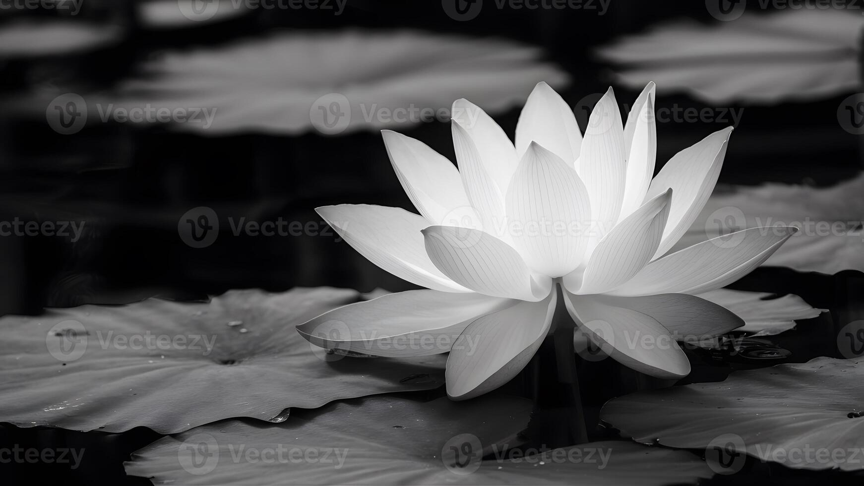 AI generated Digital Elegant lotus flower isolated, showcasing its beauty in monochrome photo